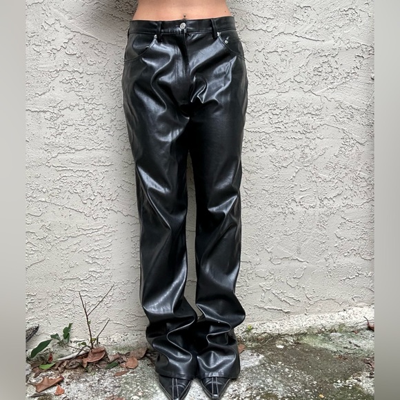 Y2k Vintage Black Leather Pants - Picture 2 of 10